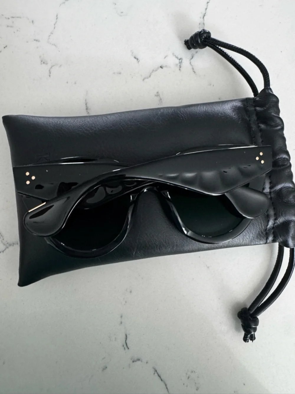 KREWE Black Charlotte Sunglasses with Scalloped Detail
